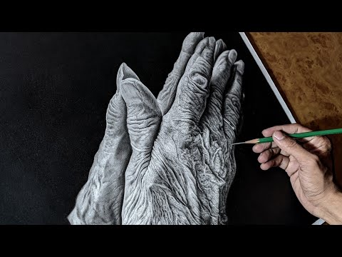 Pencil drawing- "An old women hand" hyper  realistic drawing by minhaj akbar. 