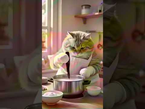 Cat cook dessert. #ytshorts #cats #youtubeshorts  #viralshorts