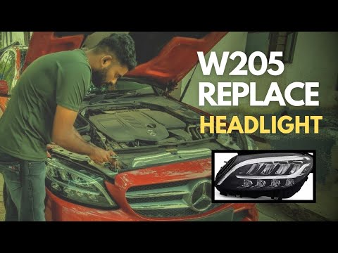 how to Mercedes C Class Headlight Right W205 18-20 ..