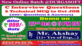 C Interview Questions & Technical MCQ Online Training @ DURGASOFT