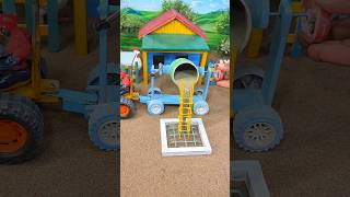 🚜 Mini Tractor Cement Mixer Machine Making Pillar | DIY Construction #shorts #youtubeshorts