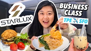 STARLUX AIRLINES BUSINESS CLASS FOOD REVIEW ✈️ Taipei to San Francisco (11 Hr Flight!)