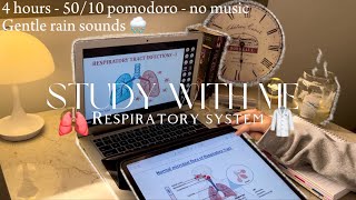 Study with me The Respiratory System 🫁 | 4 hrs - 50/10 pomodoro - no music