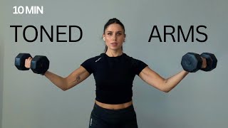 10 MIN TONED ARMS WORKOUT With Dumbbells - Upper Body Dumbbell Workout