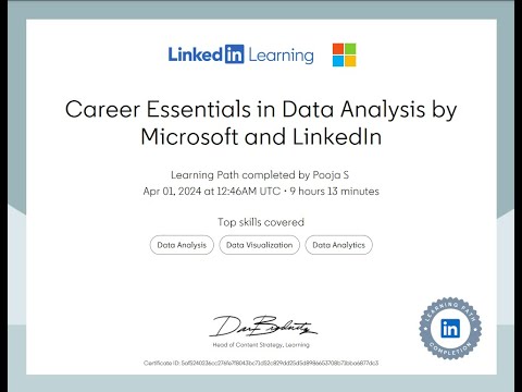 Career Essentials in Data Analysis by Microsoft and LinkedIn | Final Exams