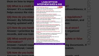 Loan Officer Interview Questions and Answers
