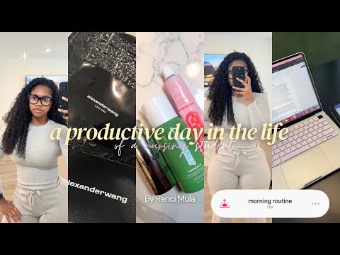 PRODUCTIVE DAY IN MY LIFE: NURSING SCHOOL EDITION | morning routine, studying, new items + unboxing