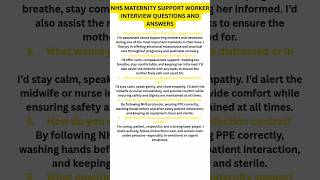 NHS Maternity Support Worker Interview Questions and Answers # #nhsjobs #shorts #jobinterview #nhs