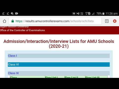 Amu Class lst/ 6th /9th firm list first of admissions 2020-21