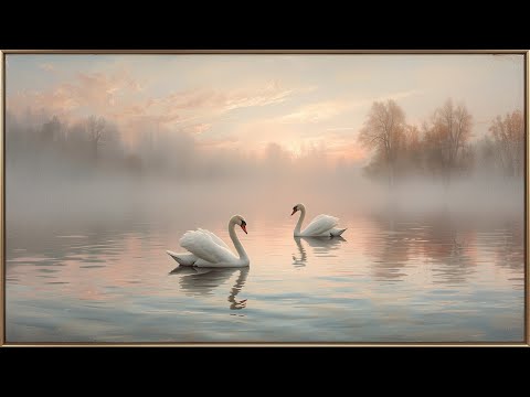 Swan Lake at Dawn | Luxury 4K Frame TV Art for Calm & Elegant Homes| Romantic Screensaver