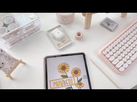 March 2020 Plan With Me 🌻/ Digital Bullet Journal Setup ft. Procreate✨iPad Pro