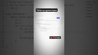 pattern programs in java #java #javaprogramming #program #pattern #shorts #trending #viral