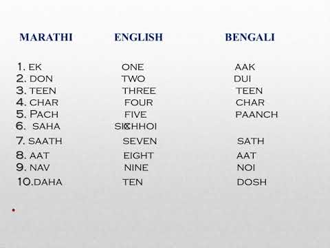 NUMERICALS MARATHI BENGALI Through English