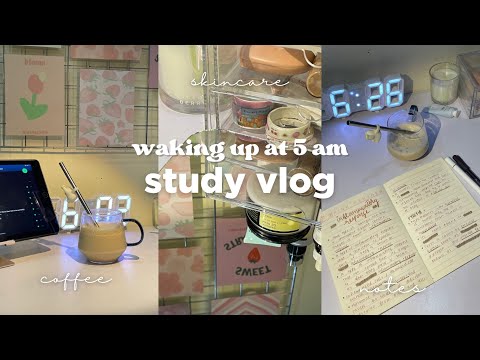 Productive Vlog: 🍰🧸 5am studying, coffee, skincare, notetaking and more!¡