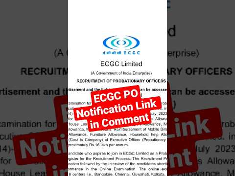 ECGC PO 2023 Notification | Pdf Link in Comment #ecgcpo2023 #recruitment #ecgcpo