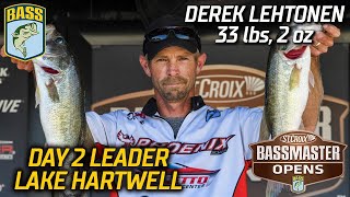 Derek Lehtonen leads Day 2 of Bassmaster Open at Lake Hartwell (33 lbs, 2 oz)