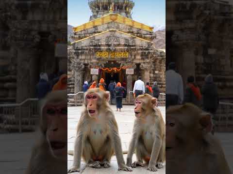 monkey visit amarnath temple with her friend #viralvideo #monkeyvideo #amarnathyatra #viralupdate