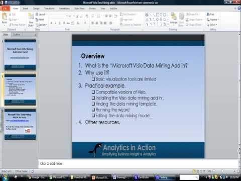 Microsoft Visio Data Mining  Add in for Excel  Demonstration