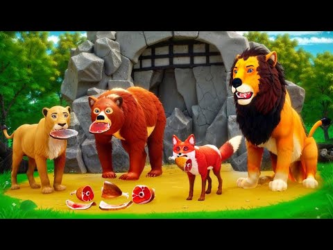 Lion King’s Kindness | Feeding Hungry Jungle Animals! Fox Bear - Wildlife Moments