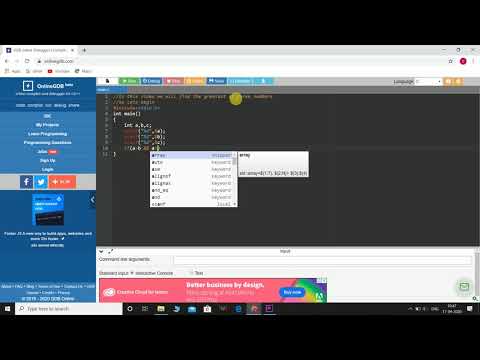 Printing the biggest of three | Online GDB Compiler