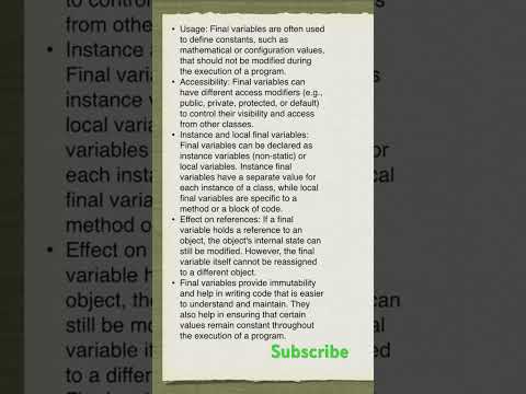 What is final variable in java #shorts #java #interviewquestions