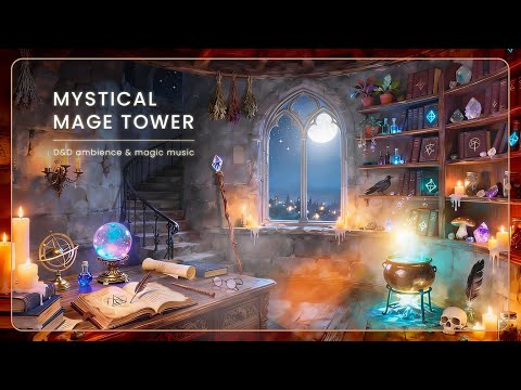 Cozy Wizard's Tower Study Room 🔮 Fantasy Ambience with Magic Music for Study, Sleep & D&D