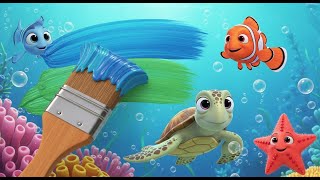 Painting with Ocean Colors 🌊🎨 | Fun Kids Song | Preschool Learning