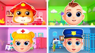 Learn Jobs and Occupations | Cardboard World | Nursery Rhymes & Kids Songs | Tinytots