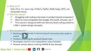 Mastery on Data Structure, Algorithm, and System Design to Crack Product-based company- Demo Session