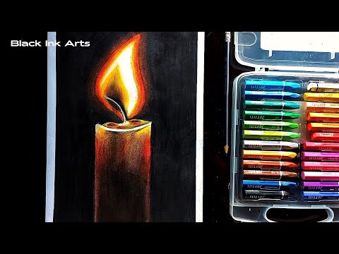 Easy Oil Pastel Drawing || Mesmerizing Candle Drawing with Oil Pastels: Step-by-Step Art Tutorial