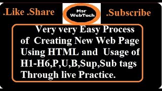 Sample  Webpage Creation & Introduction to HTML