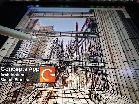 DYSTOPIA METROPOLIS ARCHITECTURE CITY SKETCH - 1 Point Perspective (Sketch #4) iPad
