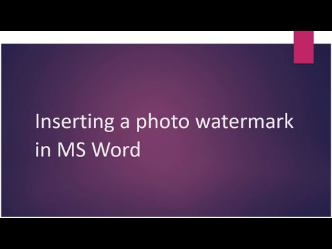 Inserting a Picture Watermark in Microsoft Word