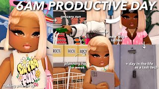 6AM PRODUCTIVE DAY | grocery run, new wig, lashes, lash tech work life | berry avenue roleplay