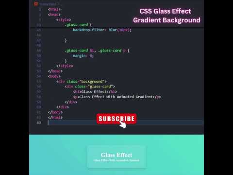 CSS glass effect with Gradient background.#css#html#webdevelopement#shorts