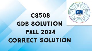 CS508 GDB Solution Fall 2024 | cs508 gdb solution fall 2024 | cs508 gdb solved fall 2024