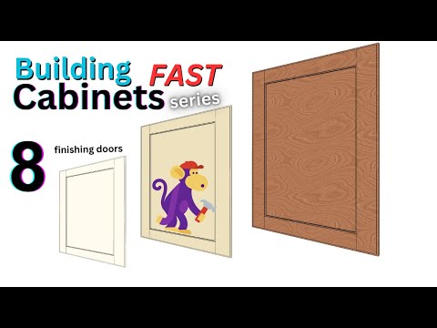 How I build cabinets - 8 sanding staining doors & installing base cabinets