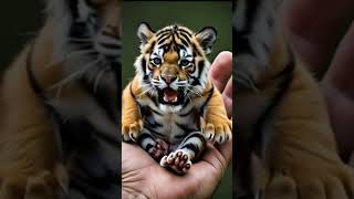 My Mini Tiger in My Palm – Tiny, Adorable, and Majestic!  #MiniTiger #TinyAnimals #AdorableWildlife
