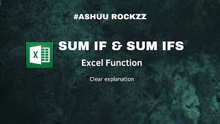 How to use 'Sumif & Sumifs' Function |#Excel | #ExcelDataManagement|#ExcelTips|🚀
