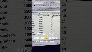 SALARY SHEET MEIN WORKING DAY AMOUNT NIKALE 😁 NEW TRICK #computer  #laptop #excel #exceltips