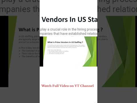 What is Prime Vendor ❓ #shorts #recruiting #viral