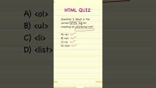 Correct HTML tag for unordered list #htmlquiz #html #htmlinterview #programmingwithrakesh