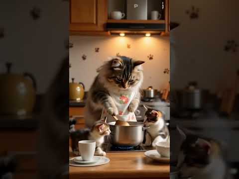 A cat is cooking for her babies #love #bollywood #hindisong #newsong #shorts #explore #subscribe