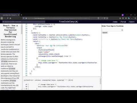 React: Use a Ternary Expression for Conditional Rendering -freeCodeCamp.org(Day-14)