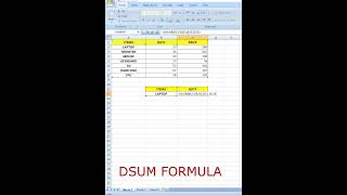 D SUM FORMULA in excel #excel #office #excel tricks #excel tips