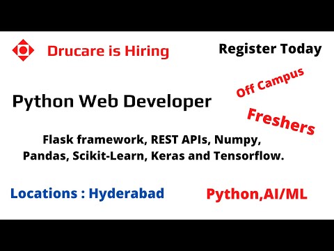 Drucare is hiring for Python web developer 2022 || Off campus opportunity for freshers || Python ||