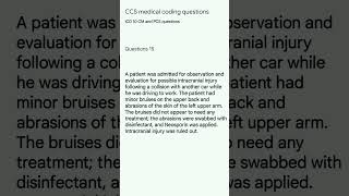 CCS medical coding questions no 15 , ICD 10 PCS and CM, cpt #medical #science #medicalcoding #ccs