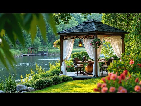 🎷 Lakeside Coffee & Soft Jazz | Outdoor Café with Nature Therapy for Focus, Work & Stress Relief