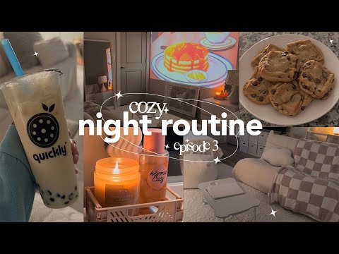 night routine ☕️💫 | a cozy, chill, & aesthetic night, selfcare, bubble tea, more!