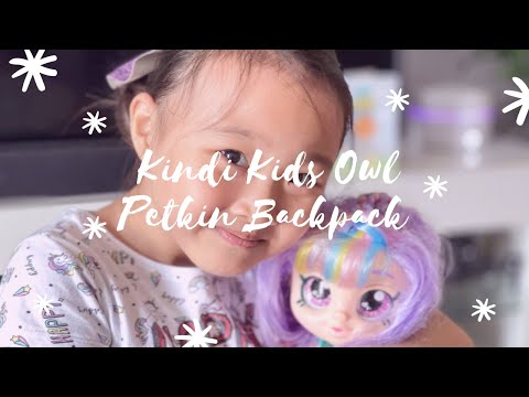 Kindi Kids Owl Petkin Backpack and 3 Shopkins